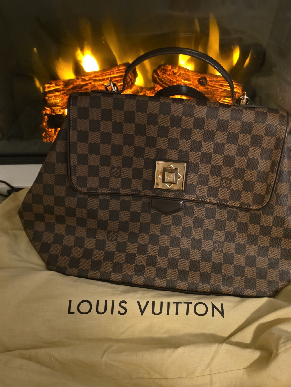 Louis Vuitton Damier Ebene Structured Satchel with Top Handle